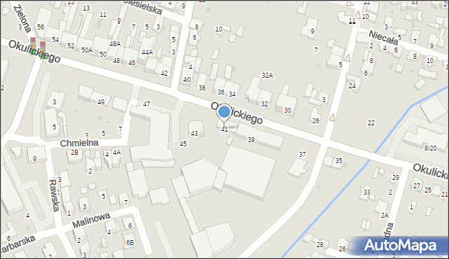 Radom, Okulickiego-Niedźwiadka Leopolda, gen., 41, mapa Radomia