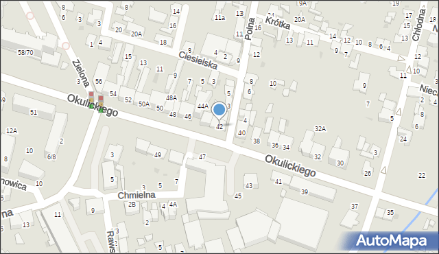 Radom, Okulickiego-Niedźwiadka Leopolda, gen., 42, mapa Radomia