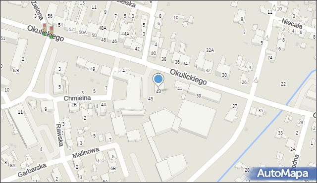 Radom, Okulickiego-Niedźwiadka Leopolda, gen., 43, mapa Radomia