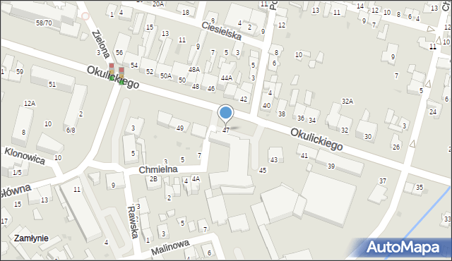 Radom, Okulickiego-Niedźwiadka Leopolda, gen., 47, mapa Radomia