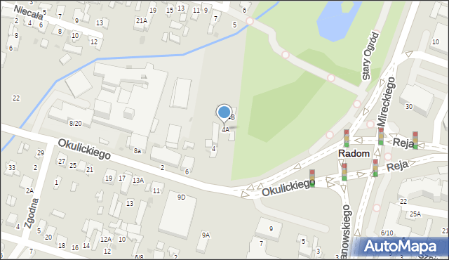 Radom, Okulickiego-Niedźwiadka Leopolda, gen., 4A, mapa Radomia
