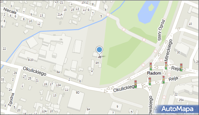 Radom, Okulickiego-Niedźwiadka Leopolda, gen., 4B, mapa Radomia