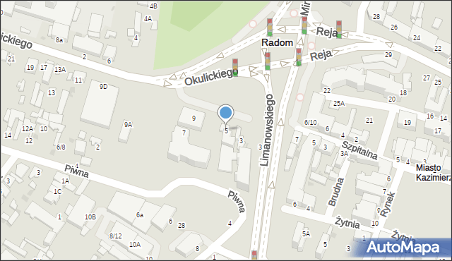 Radom, Okulickiego-Niedźwiadka Leopolda, gen., 5, mapa Radomia