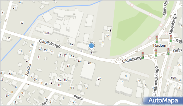 Radom, Okulickiego-Niedźwiadka Leopolda, gen., 6, mapa Radomia