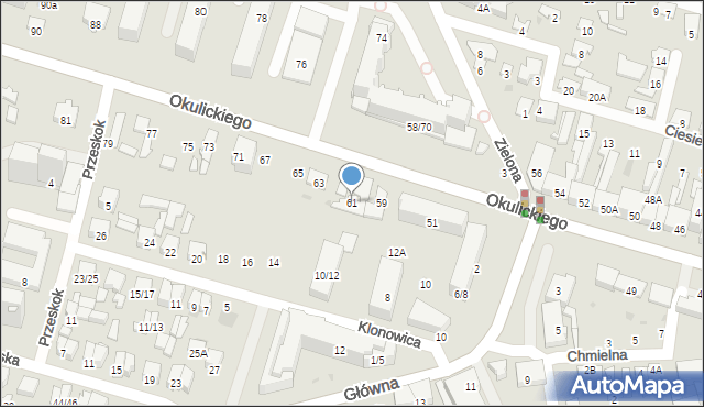 Radom, Okulickiego-Niedźwiadka Leopolda, gen., 61, mapa Radomia