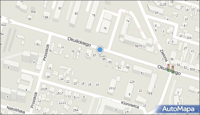 Radom, Okulickiego-Niedźwiadka Leopolda, gen., 65A, mapa Radomia