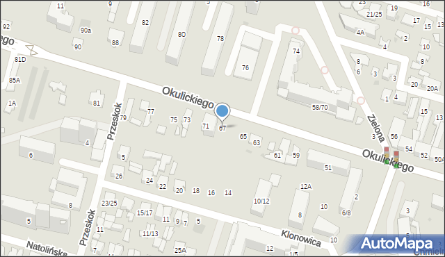 Radom, Okulickiego-Niedźwiadka Leopolda, gen., 67, mapa Radomia