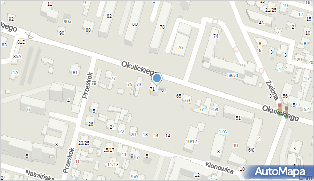 Radom, Okulickiego-Niedźwiadka Leopolda, gen., 69, mapa Radomia