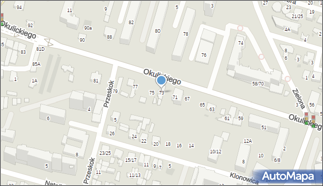 Radom, Okulickiego-Niedźwiadka Leopolda, gen., 73, mapa Radomia