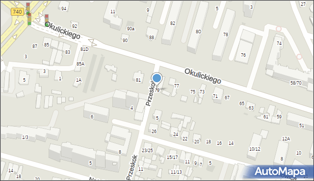 Radom, Okulickiego-Niedźwiadka Leopolda, gen., 79, mapa Radomia