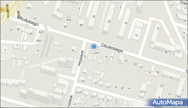 Radom, Okulickiego-Niedźwiadka Leopolda, gen., 79A, mapa Radomia