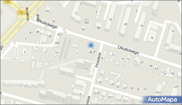 Radom, Okulickiego-Niedźwiadka Leopolda, gen., 81, mapa Radomia