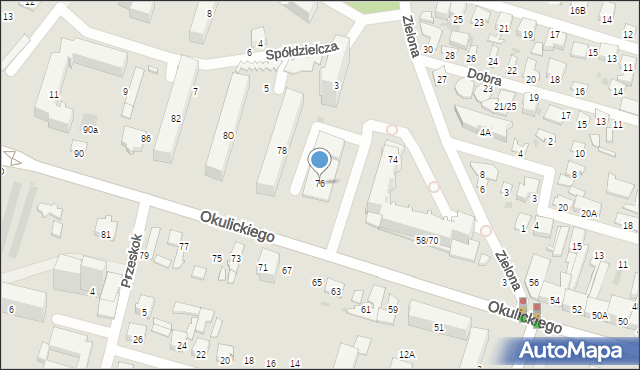 Radom, Okulickiego Leopolda, gen., 76, mapa Radomia