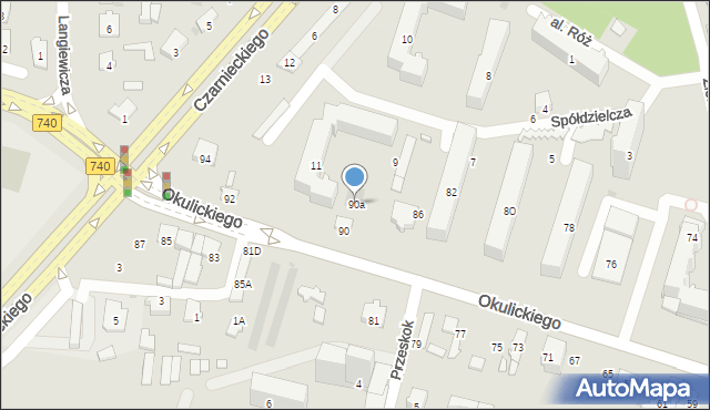 Radom, Okulickiego Leopolda, gen., 90a, mapa Radomia