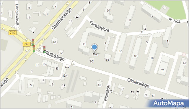 Radom, Okulickiego-Niedźwiadka Leopolda, gen., 90a, mapa Radomia