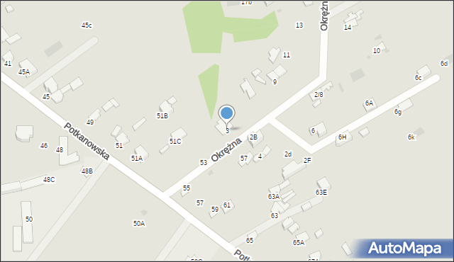 Radom, Okrężna, 3, mapa Radomia