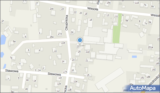 Rędziny, Okupnicka, 25a, mapa Rędziny