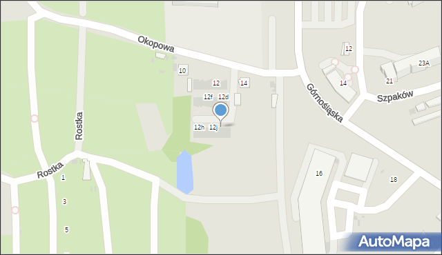 Ruda Śląska, Okopowa, 12k, mapa Rudy Śląskiej