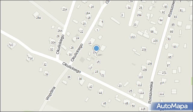 Rudnik nad Sanem, Okulickiego-Niedźwiadka Leopolda, gen., 15A, mapa Rudnik nad Sanem