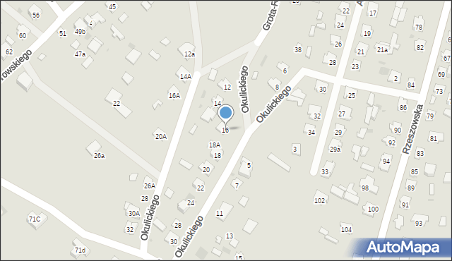 Rudnik nad Sanem, Okulickiego-Niedźwiadka Leopolda, gen., 16, mapa Rudnik nad Sanem