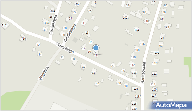 Rudnik nad Sanem, Okulickiego-Niedźwiadka Leopolda, gen., 21, mapa Rudnik nad Sanem