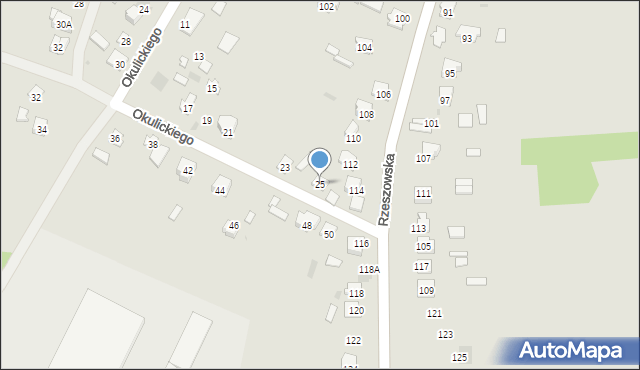 Rudnik nad Sanem, Okulickiego-Niedźwiadka Leopolda, gen., 25, mapa Rudnik nad Sanem