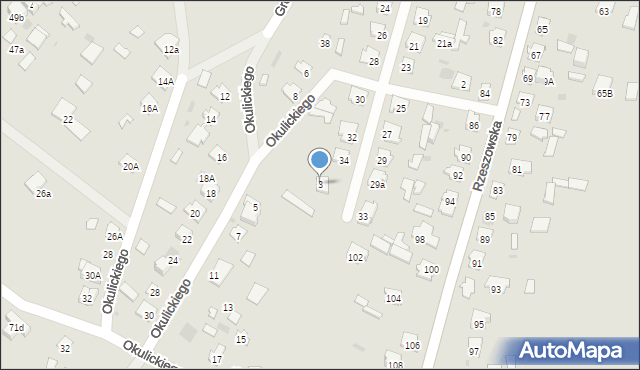 Rudnik nad Sanem, Okulickiego-Niedźwiadka Leopolda, gen., 3, mapa Rudnik nad Sanem