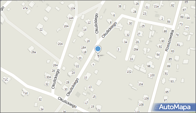 Rudnik nad Sanem, Okulickiego-Niedźwiadka Leopolda, gen., 5, mapa Rudnik nad Sanem