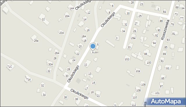 Rudnik nad Sanem, Okulickiego-Niedźwiadka Leopolda, gen., 7, mapa Rudnik nad Sanem