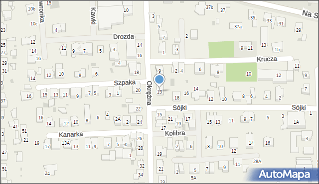 Rybie, Okrężna, 13, mapa Rybie