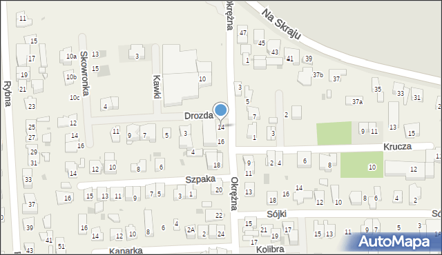 Rybie, Okrężna, 14, mapa Rybie