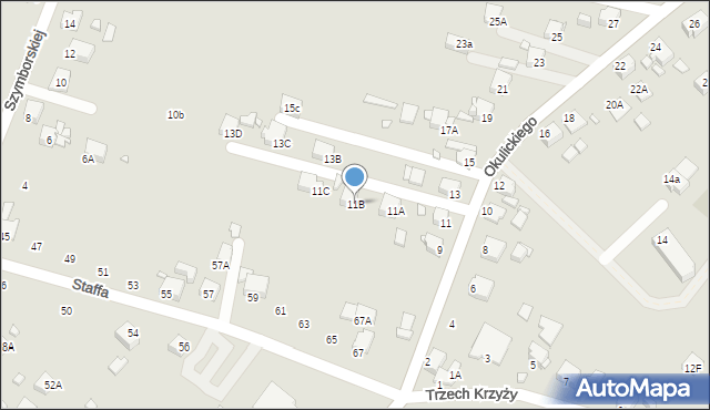 Rybnik, Okulickiego-Niedźwiadka Leopolda, gen., 11B, mapa Rybnika