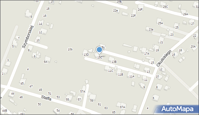 Rybnik, Okulickiego Leopolda, gen., 13C, mapa Rybnika