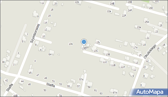 Rybnik, Okulickiego Leopolda, gen., 13D, mapa Rybnika