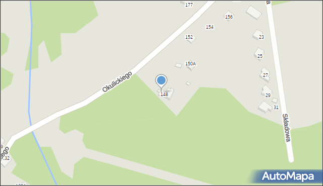 Rybnik, Okulickiego Leopolda, gen., 148A, mapa Rybnika