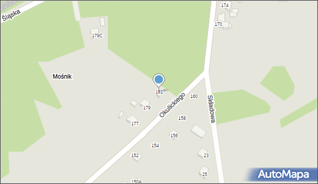 Rybnik, Okulickiego Leopolda, gen., 181, mapa Rybnika