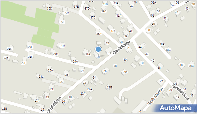 Rybnik, Okulickiego Leopolda, gen., 31, mapa Rybnika