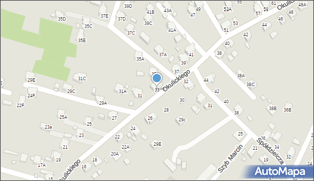 Rybnik, Okulickiego Leopolda, gen., 33, mapa Rybnika