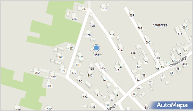 Rybnik, Okulickiego Leopolda, gen., 45B, mapa Rybnika