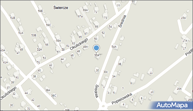 Rybnik, Okulickiego Leopolda, gen., 50A, mapa Rybnika