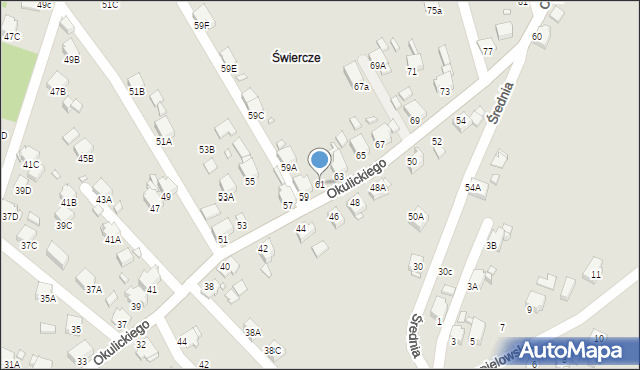 Rybnik, Okulickiego Leopolda, gen., 61, mapa Rybnika