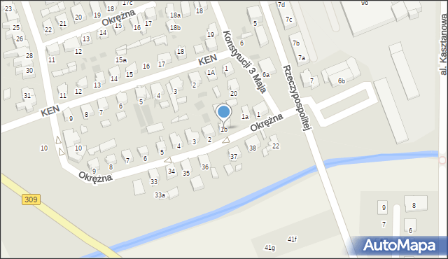 Rydzyna, Okrężna, 1b, mapa Rydzyna