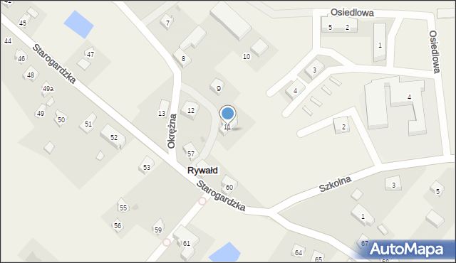 Rywałd, Okrężna, 11a, mapa Rywałd