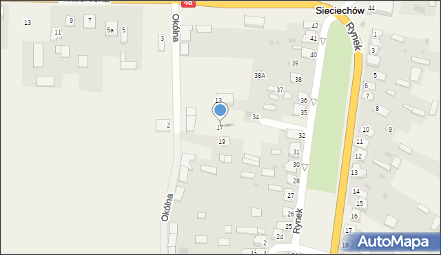 Sieciechów, Okólna, 17, mapa Sieciechów