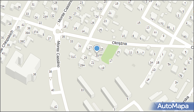 Siedlce, Okrężna, 23, mapa Siedlce