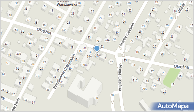 Siedlce, Okrężna, 37A, mapa Siedlce