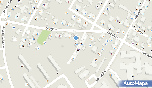 Siedlce, Okrężna, 3A, mapa Siedlce