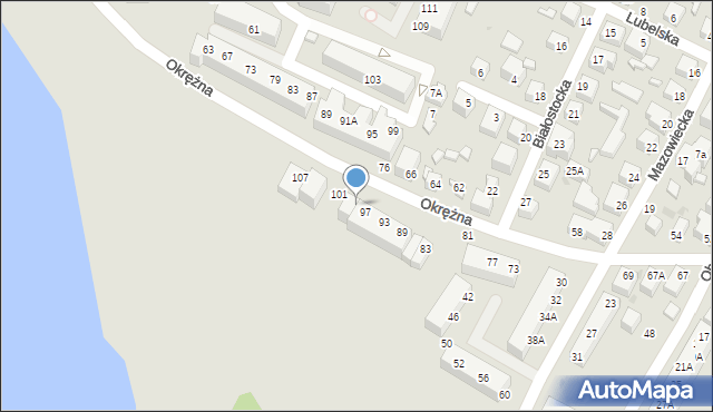 Siedlce, Okrężna, 99, mapa Siedlce