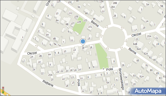 Siedlce, Okrzei Stefana, 16, mapa Siedlce