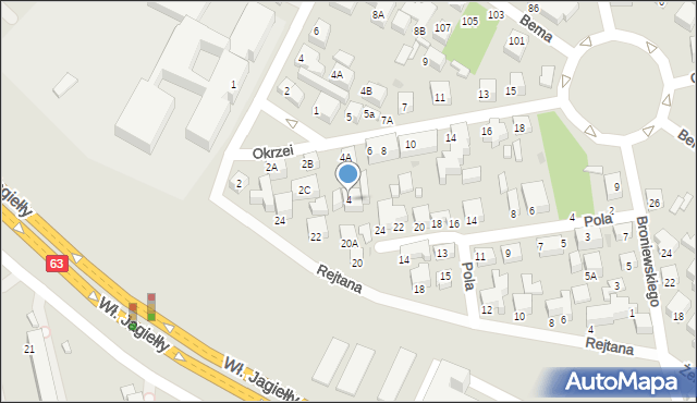 Siedlce, Okrzei Stefana, 4, mapa Siedlce